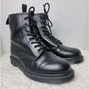 Dr. Martens 1460 Mono Mens Boots Size 10 M Black Leather Lace Up 8-Eye
